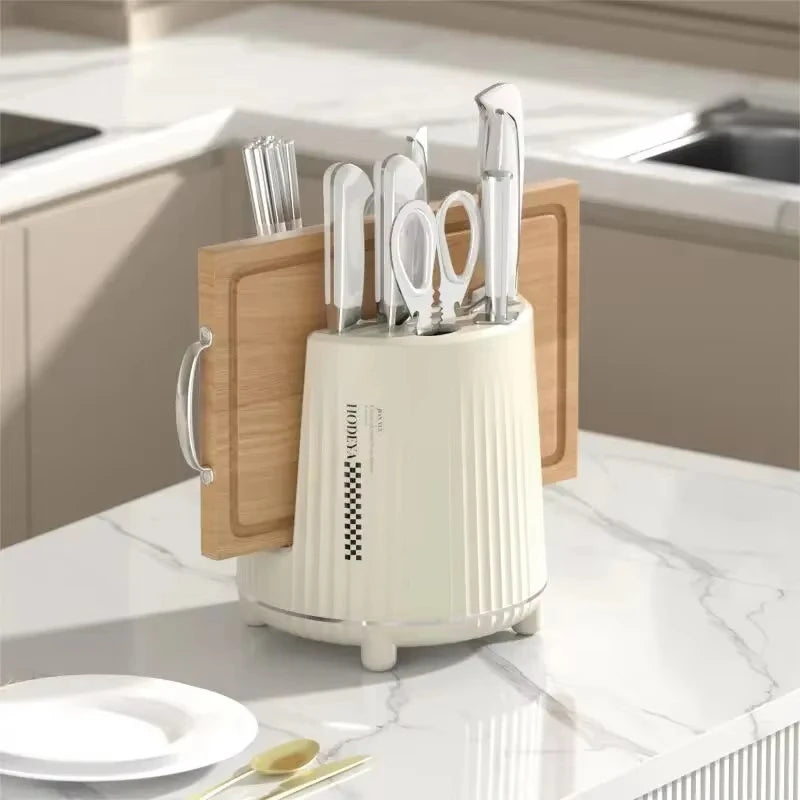 Multifunctional Kitchen Storage Rack Rotating Knife Holder Utensil Holder Cutlery Spoon Chopsticks Fork Storage Holder Organizer