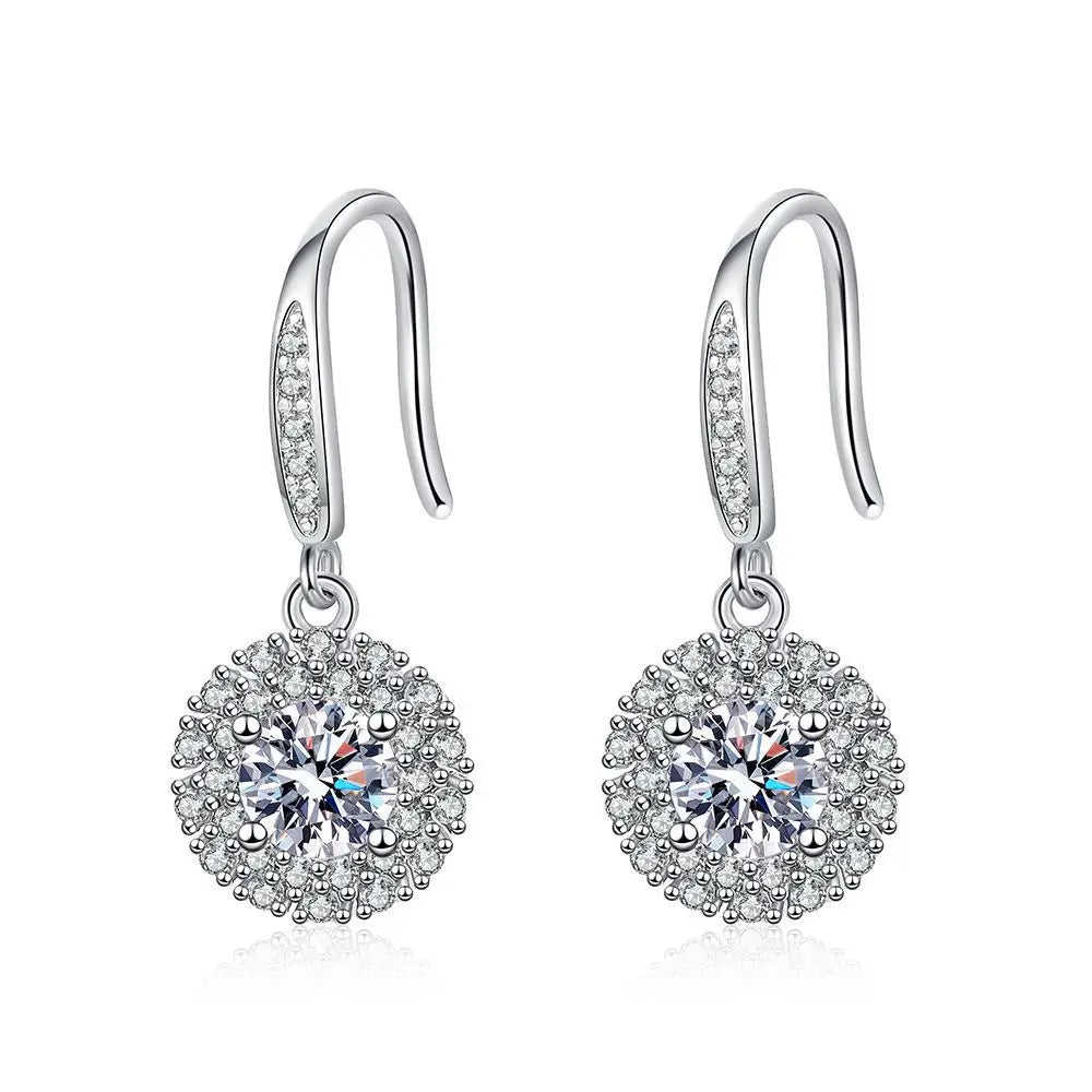 Wholesale Clusters of Stars Iced Out Grade D Moissanite Earrings 925 Sterling Silver 0.5ct Moissanite Drop Earrings