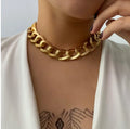 Punk Miami Cuban Choker Necklace Collar Statement Hip Hop Big Chunky Aluminum Gold Color Thick Chain Necklace Women Jewelry