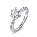 Silver 925 Original Diamond Test Past Round Brilliant Cut 1 Carat D Color Moissanite 6 Prong Wedding Rings Gemstone Jewelry