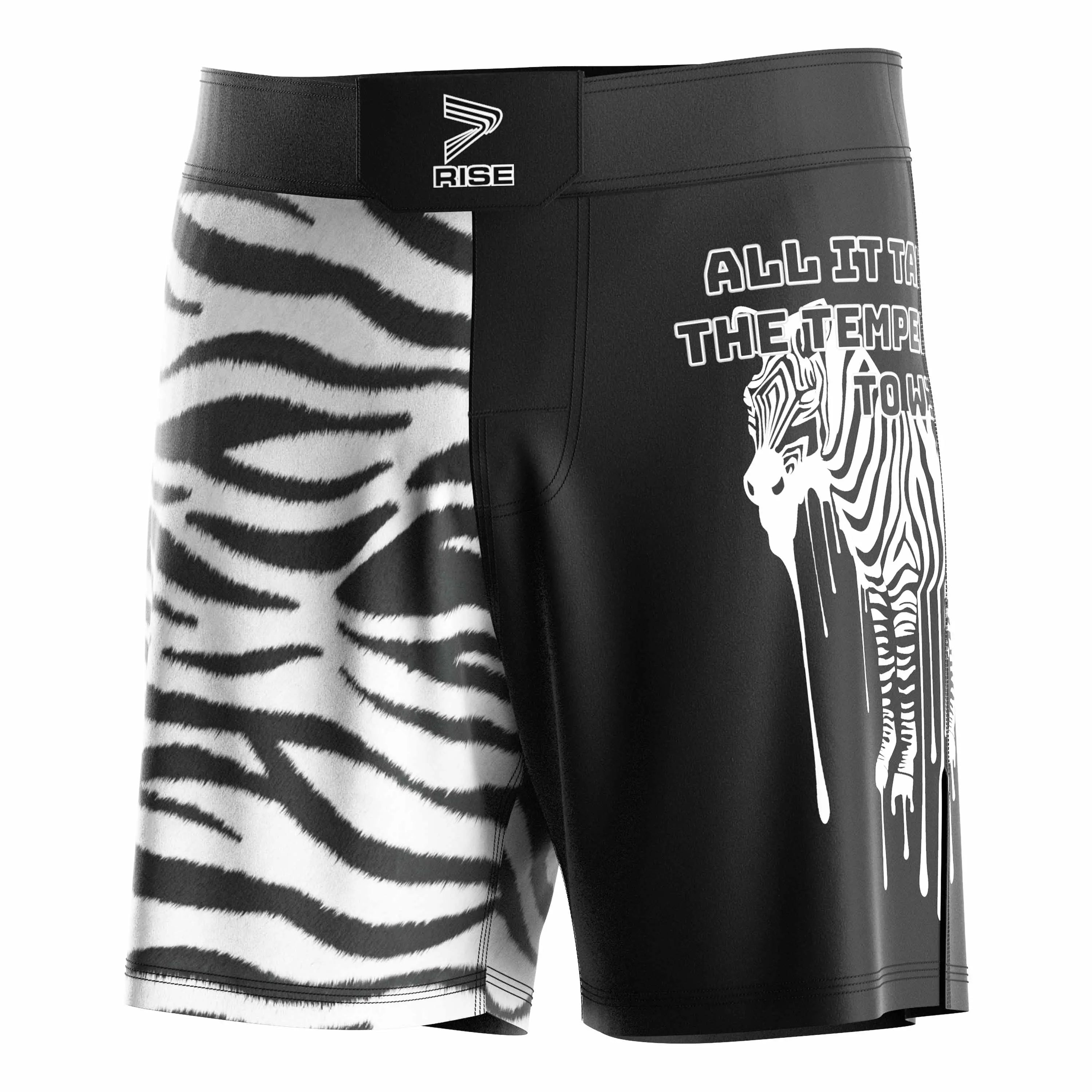Light Weight Sublimated MMA BJJ Fight Custom Men's 4 Way Stretch Grappling Shorts Velcro Side Slit Cut Hem