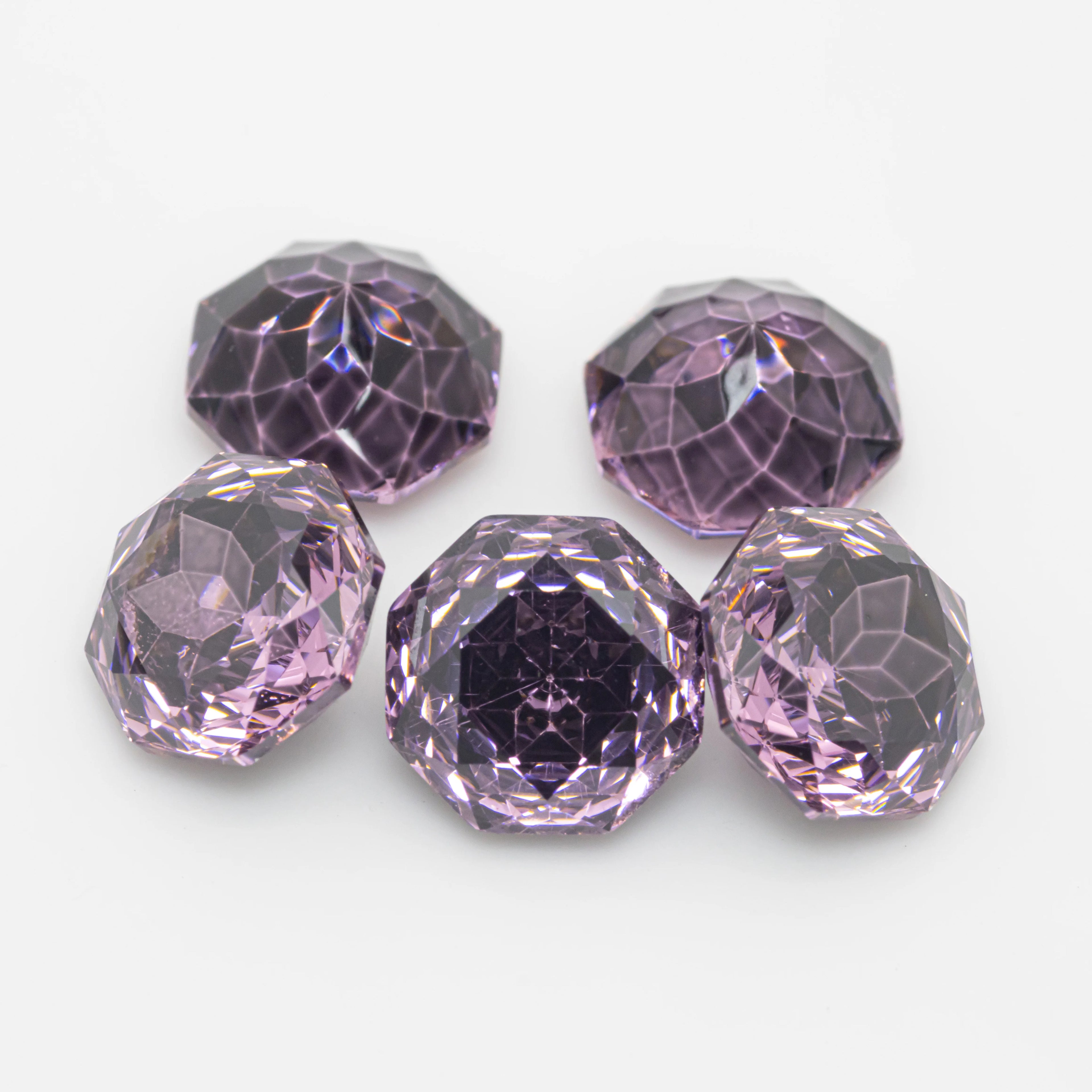 Manufacture Stock Wholesale Colored Rose Cut Deep Purple Octagonal Synthetic Gemstone Zircon