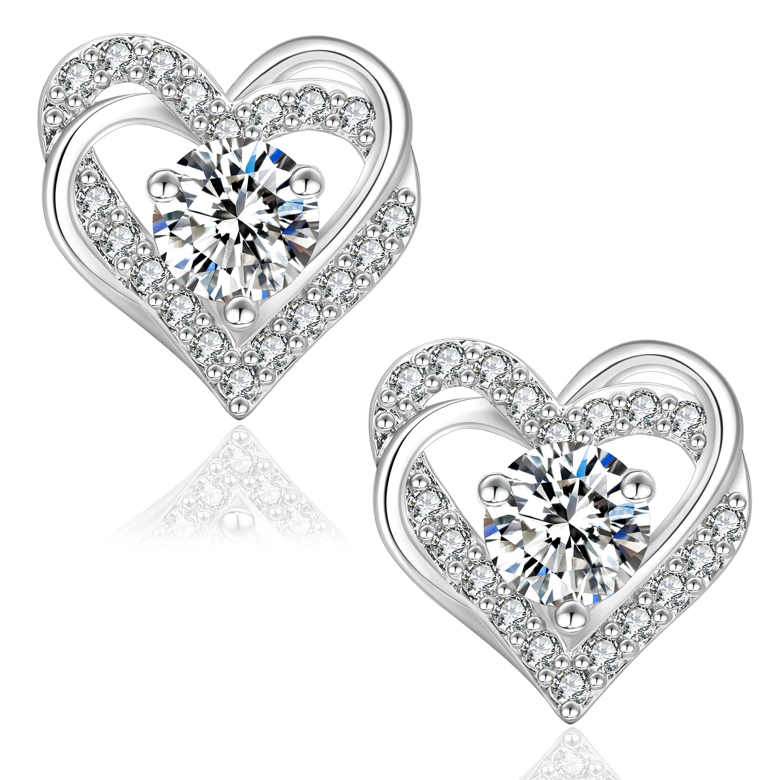 GRA Non-allergenic Moissanite Jewelry 1ct Lab Heart Diamond Earring 925 Sterling Silver Women D Color Mossanite Stud Earring