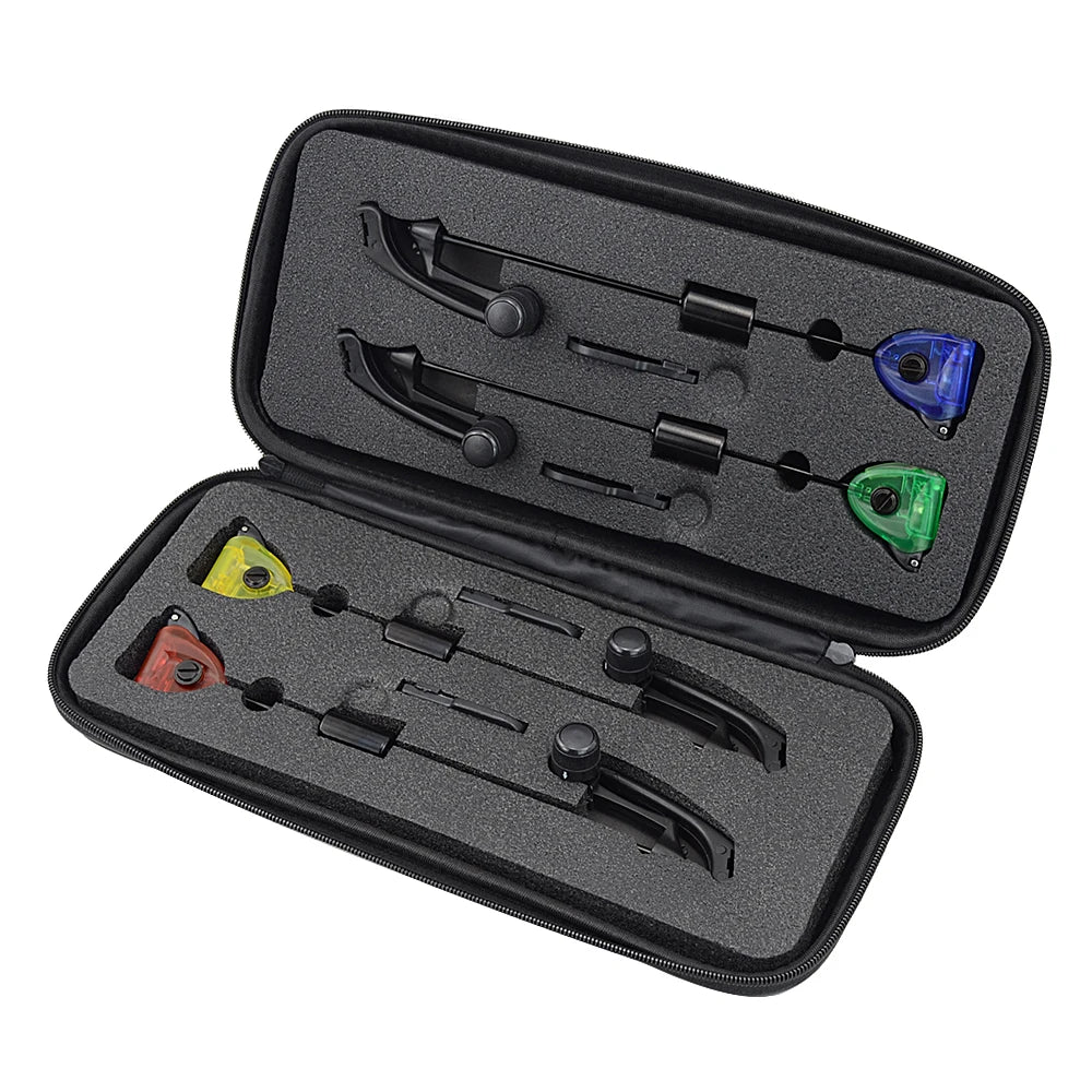 LED Light Color Illuminated Bite Indicator 4pcs Carp Fishing Bite Alarm Swinger Set