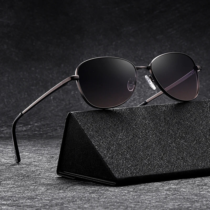 DOISYER Retro Classic Cat-Eye Sunglasses UV Gradient Polarized Driving Sunglasses Oval Metal Frame Fashionable Pilot Tac