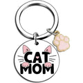 Customized Stainless Steel Cat Mom Keychain Gift Ideal for Mother's Day Christmas Thanksgiving Cat Lovers Owner Cat Paw Keychain