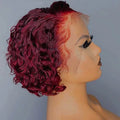 Wholesale Price Pixie Short Bob 99J Burgundy Color Virgin Brazilian Cuticle Aligned Human Hair Lace Front Wigs