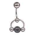 Gaby 316L Stainless Steel Genitals Body Piercing Jewelry  Heavy Stone Hematite Hoop Ring Navel Ring