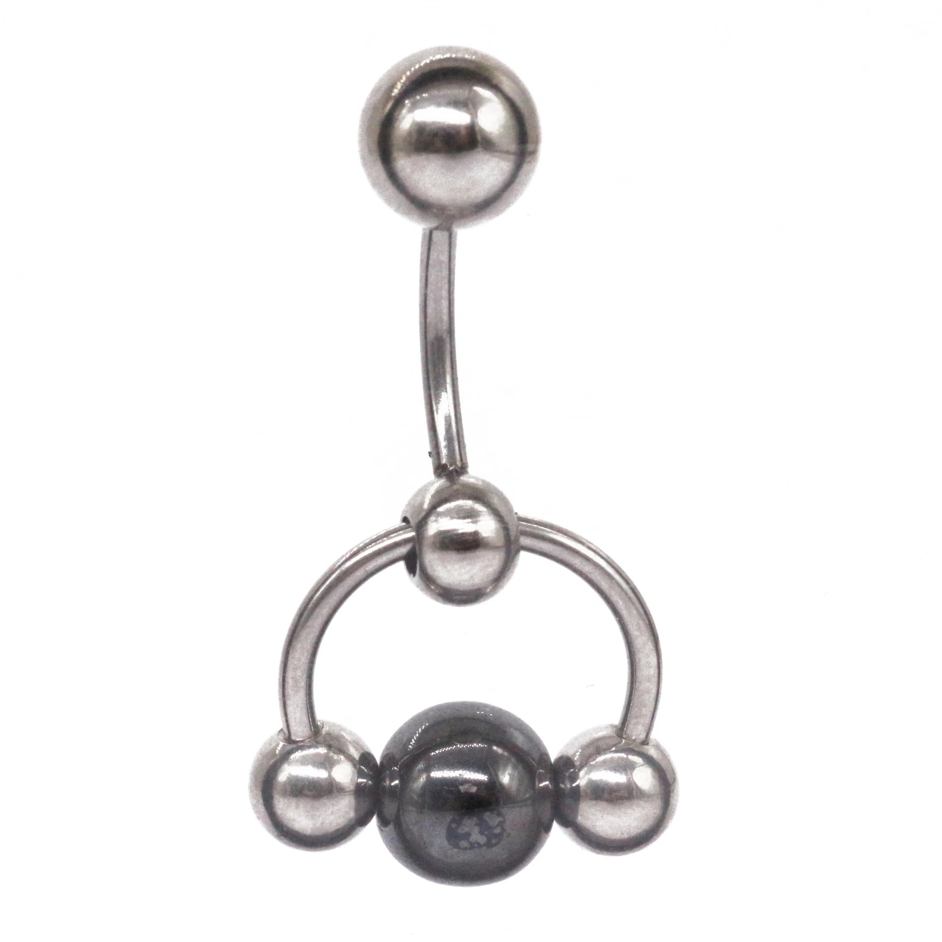 Gaby 316L Stainless Steel Genitals Body Piercing Jewelry  Heavy Stone Hematite Hoop Ring Navel Ring