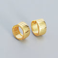 Custom Minimalist 925 Sterling Silver Women's Hoop Earrings Punk Hip Hop Striped Wide Design Gold Fashion Jewelry for Weddings