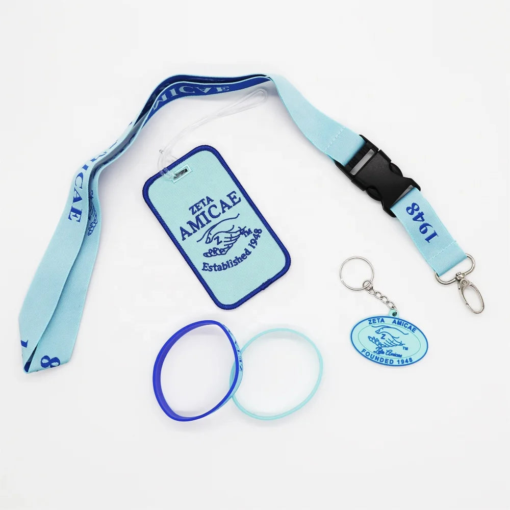All Groups ZETA AMICAE Sorority Gifts Lanyard Keychain Bracelet Promotional Gifts Sets for Teens