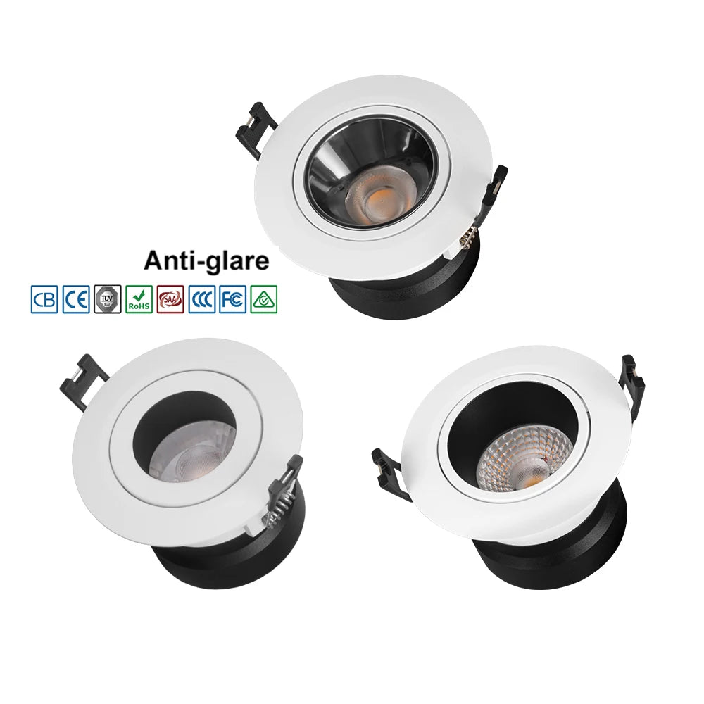 Factory Ultra Anti-Glare Ip44 Cri80/90/97 Aluminum Housing Dimmable Down Light 10W Rotatable Recessed Led Downlight