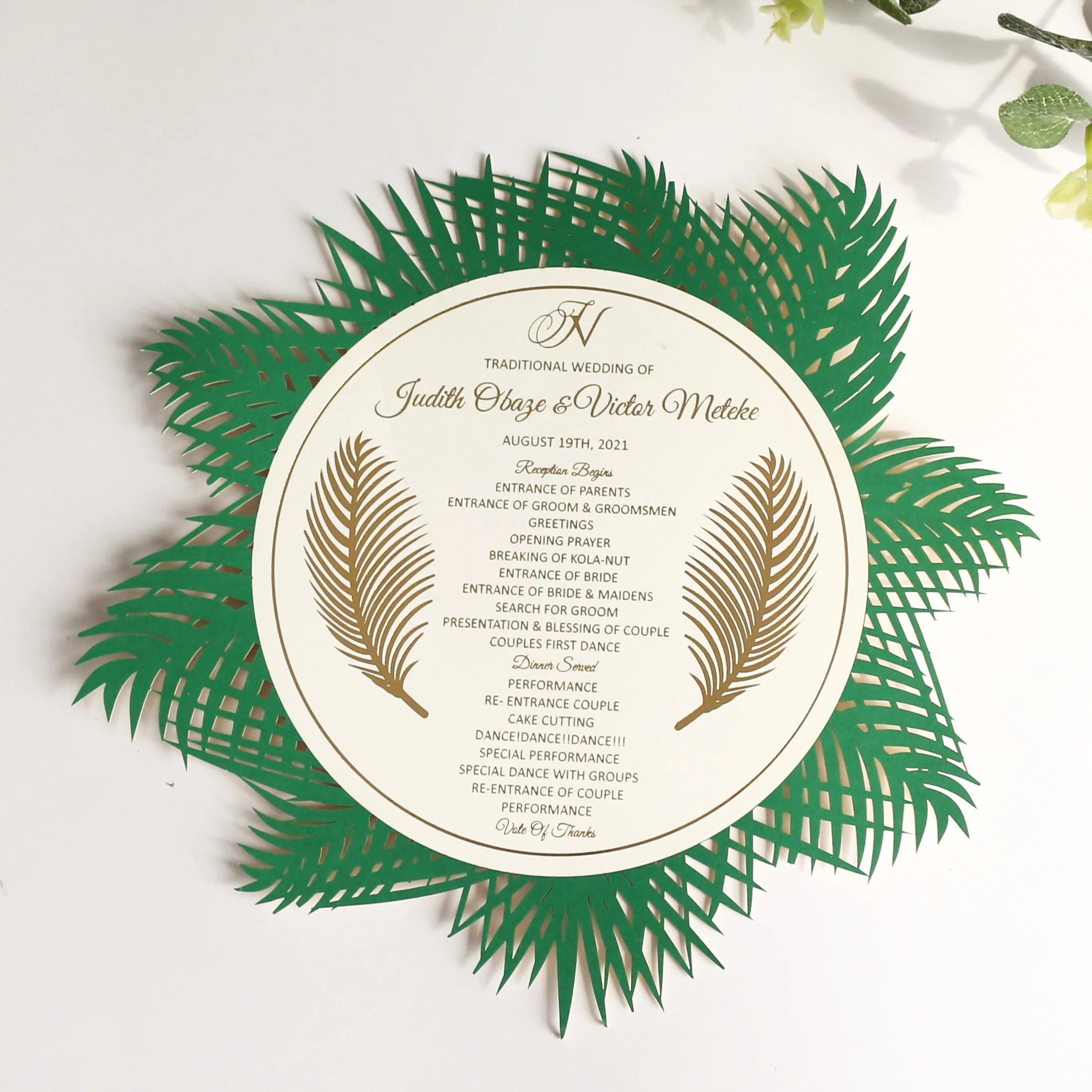 Gold Stamping Printing Wedding Invitation Cards Leaf Shape Table Menu Cards Pearl Paper Thank You Cards