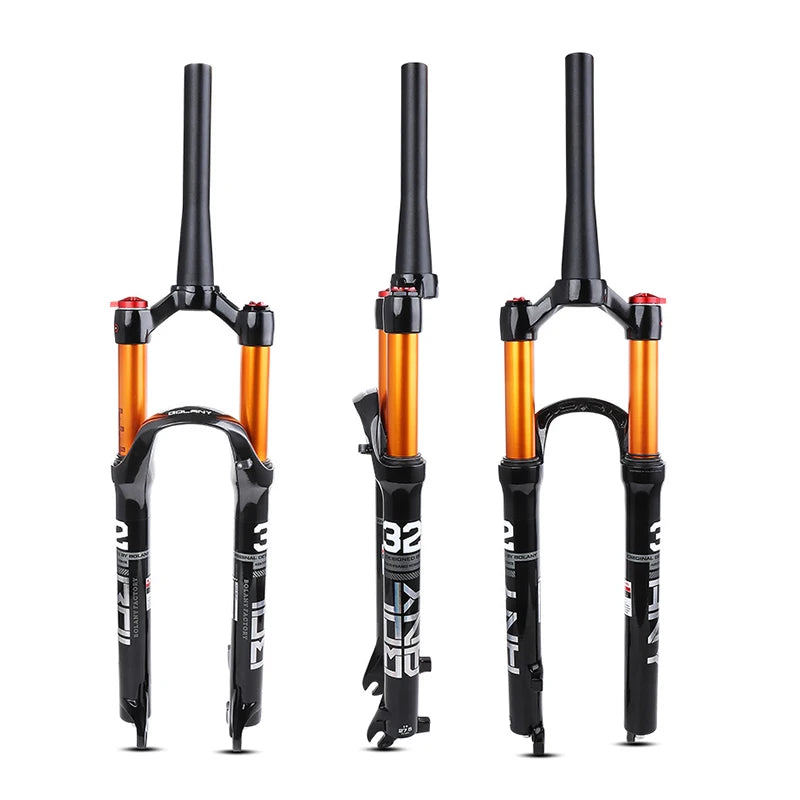 Bolany 26/27.5/29 Suspension Front Fork Magnesium Alloy Air Pressure Shock Absorber Disc Brake Straight Mountain Bike Aluminum