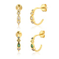 European S925 Sterling Silver C Shaped Inlaid Drop Shaped White Stone Color Zircon Stud Earrings