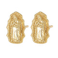 Simple Fashion Accessories Copper Plated Gold Earrings Religious Virgin Mary Earrings Retro Style Jewelry