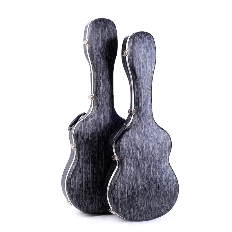 RAS-D-SL Black and White Line Pattern Hard Shell ABS Guitar Case with Customizable Logo for Wooden Guitar 39/41 Inch Super Light
