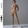 Women's Seamless Athletic Gym Fitness Sports Workout Yoga Suit Breathable Active Wear with Front Logo Ladies Yogini's Essential