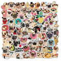 100Pcs Cute Pug Dog Cartoon Graffiti Stickers for Laptop Car Decor Funny Pet Puppy Sticker
