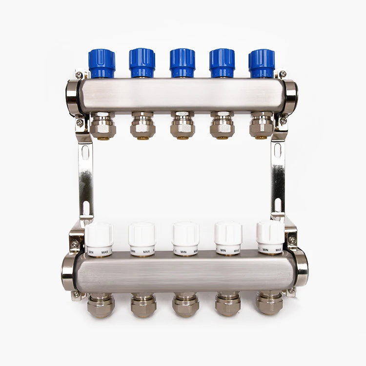 Modern Design Stainless Steel Underfloor Heating Manifold Collector Flow Meter Thermostatic Mixing Valve 220V for Hotel