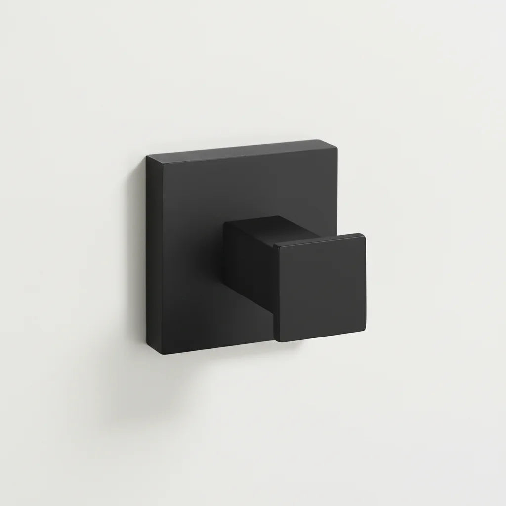 Black Stainless Steel Eco-Friendly Multifunctional Modern Square Bathroom Coat Hook Robe and Towel Hanging Wall Rack