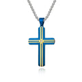 Factory Direct Fashion Simple Men's Stainless Steel Necklace Chao Customized Cross Zircon Pendant Religious Jewelry