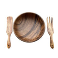 Acacia 24cm Large Wooden Salad Bowl and Agitator Fork Eco-Friendly Food Safe