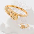 Latest Design Is a Simple and Fashionable 2 in 1 Jewelry Ring with a Bracelet Plated with Gold and Zirconia Inlaid Jewelry Set