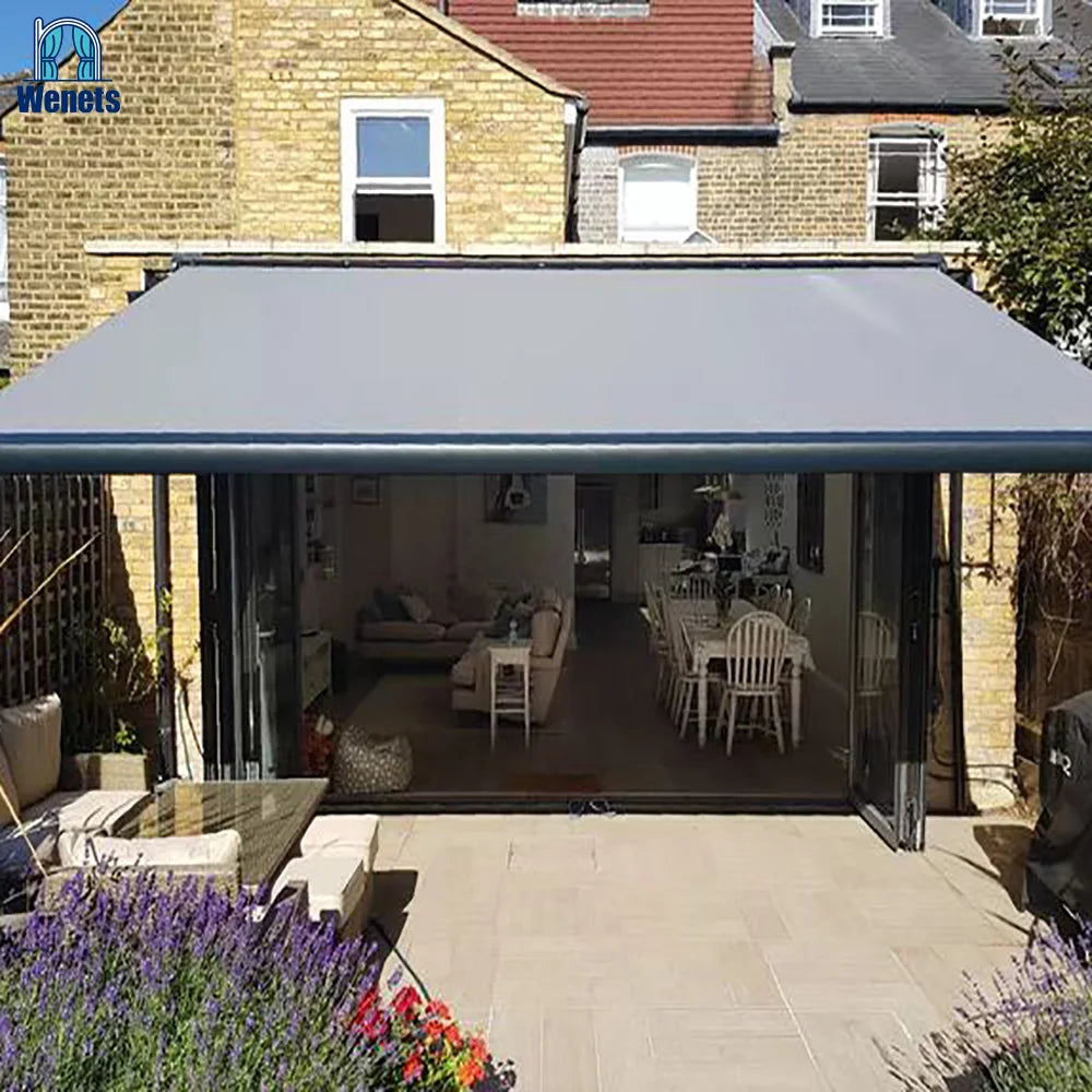 Heavy Duty Retractable Balcony Awning Automatic Motorized Folding Sunshade Patio Aluminum Frame