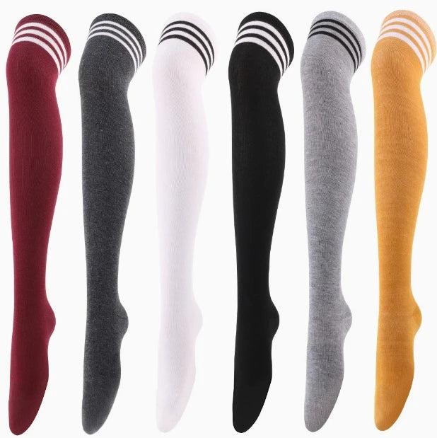 Wholesales Women Hot Selling Thigh High Socks Stripes Pattern Socks Custom Cosplay Stockings for Dance