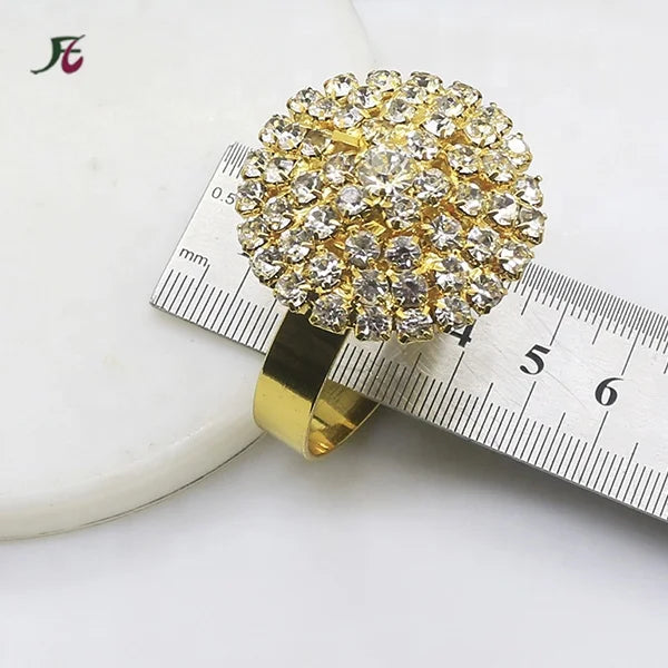 Factory New Cheap Gold Plated Round Shape Rhinestone Napkin Holder Table Napkin Ring for Wedding Centerpieces for Table
