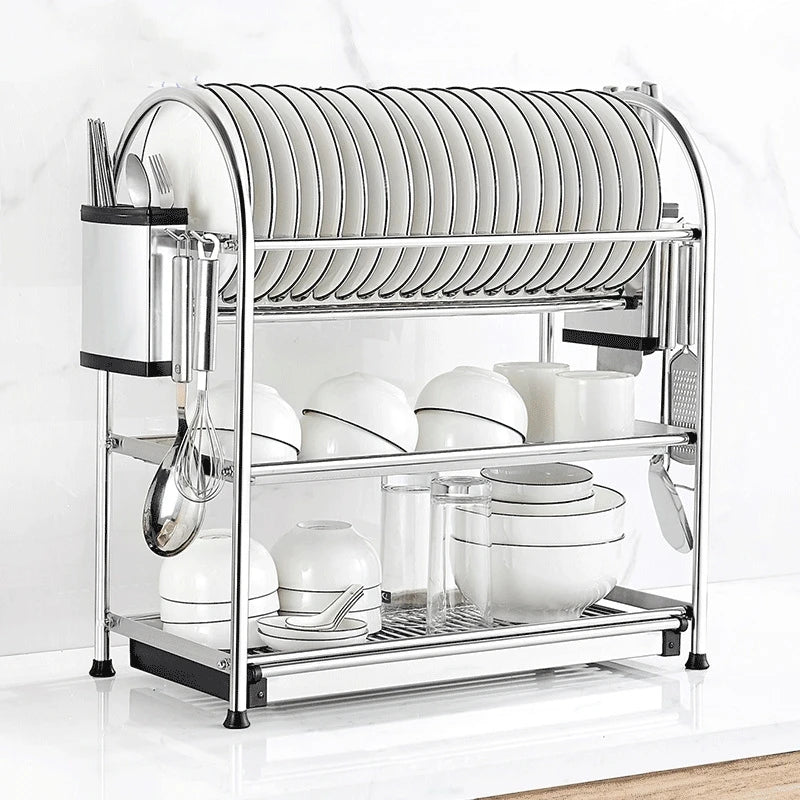 Kitchen Organizer Floor-standing Dish Bowl Drying Rack Storage Holders & Racks 304Stainless Steel Dish Drying Rack