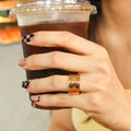Chris April in Stock Fashion Jewelry PVD Gold Plated 316L Stainless Steel Minimalist Hollowed Out Star Band Ring