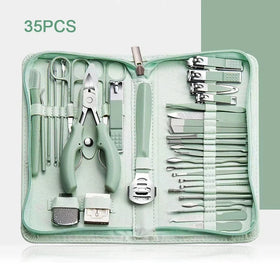 22/35pcs Professional Stainless Steel Nail Clipper Travel Grooming Kit Manicure & Pedicure Set Personal Care Tools