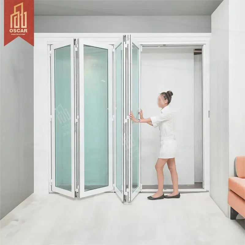 Bi-Fold Office Glass Sash Joint Windows Built in Blinds Space-Saving Quiet Interior Exterior Home Office Commercial Folding Door