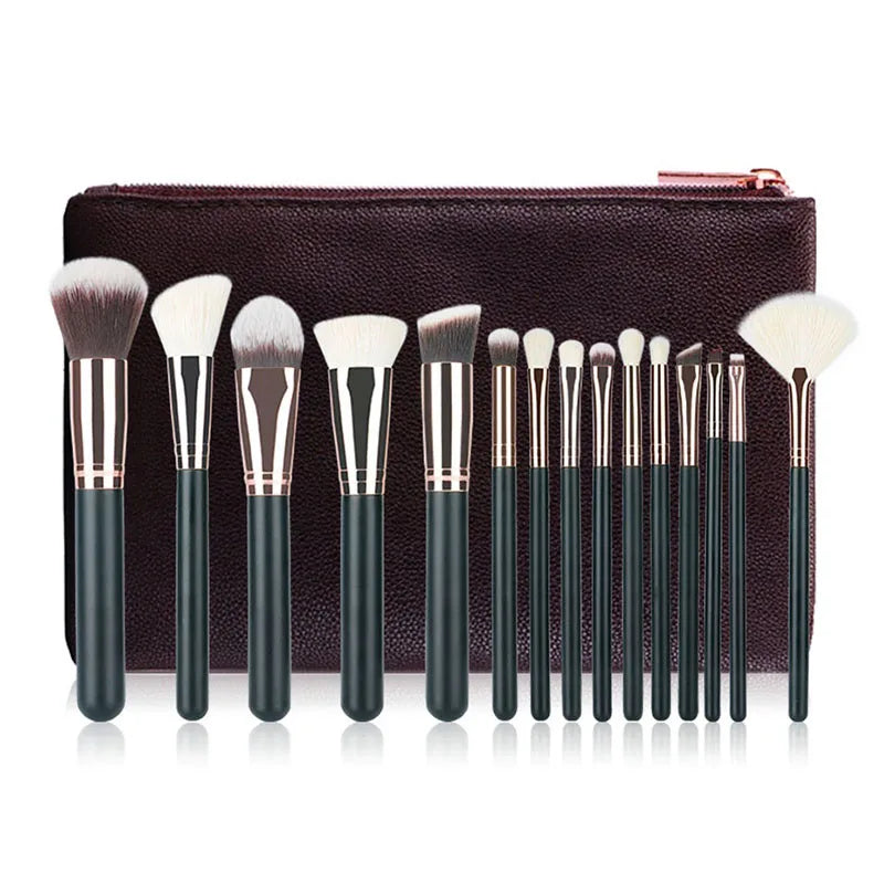 2021 Best Seller YiHuaLe Rose Gold Synthetic Makeup Brushes 15pcs Makeup Brush Set Private Label Make up Brushes