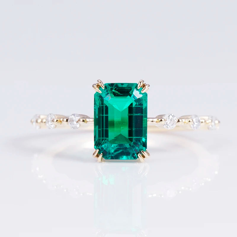 MSR-551 18k Gold Custom Women Jewelry Luxy Emerald Cut Lab Grown Gemstone Ring