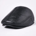 R059 Male Cowhide Genuine Leather Hats Men Genuine Leather Beret Hat  Youth Leather Hats