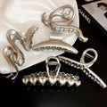 French Irregular Metal Heart Hair Clip Hair Claw for Women Y2K Clamp Large Shark Clamp Back of the Head Pan Hair Catch Claw