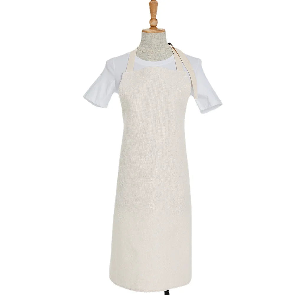 26/31.5 Inches 66/80 cm Natural Linen Custom Sublimation Sleeveless Adult Aprons for Cleaning in Home Hotel or Kitchen Use