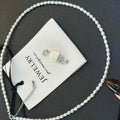 Natural Freshwater Rice Shaped Pearl Button Necklace with Bow Sunflower Pendant Multiple Wearable Freshwater Pearl Jewelry