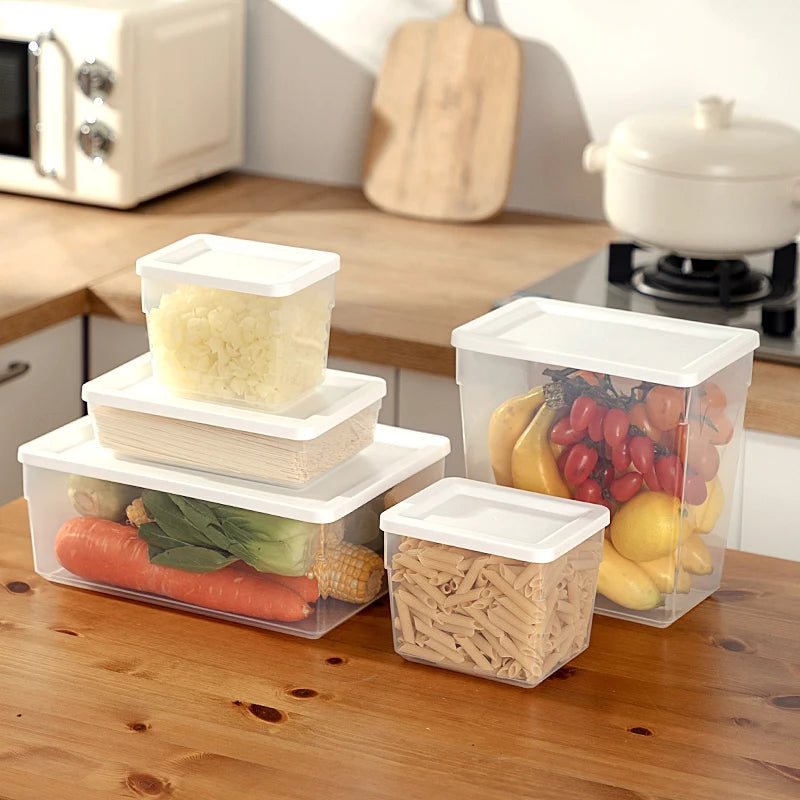 1.5L Airtight Plastic Cereal Container Box Rectangle Food Storage Containers for Pantry Organizing Cover Styles for Condiments