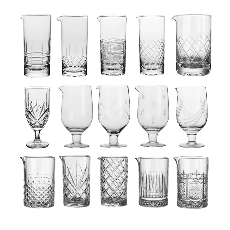 Creative Glasses Stirring Pitcher Cocktail Mixing Glass Thick Bottom Glasses Barware Cocktail Shaker Set Mixing Glassware