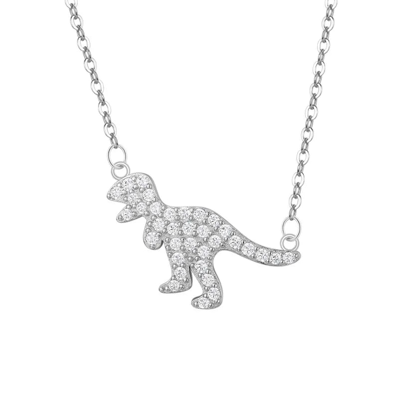 Cute Antiallergic Real 925 Sterling Silver Material Dinosaur Pendant Necklace Children Gift Jewelry