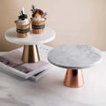 Natural Stone Round White Marble Eco-Friendly Disposable Wedding Cake Stand with Custom Logo & Packing Rose Golden