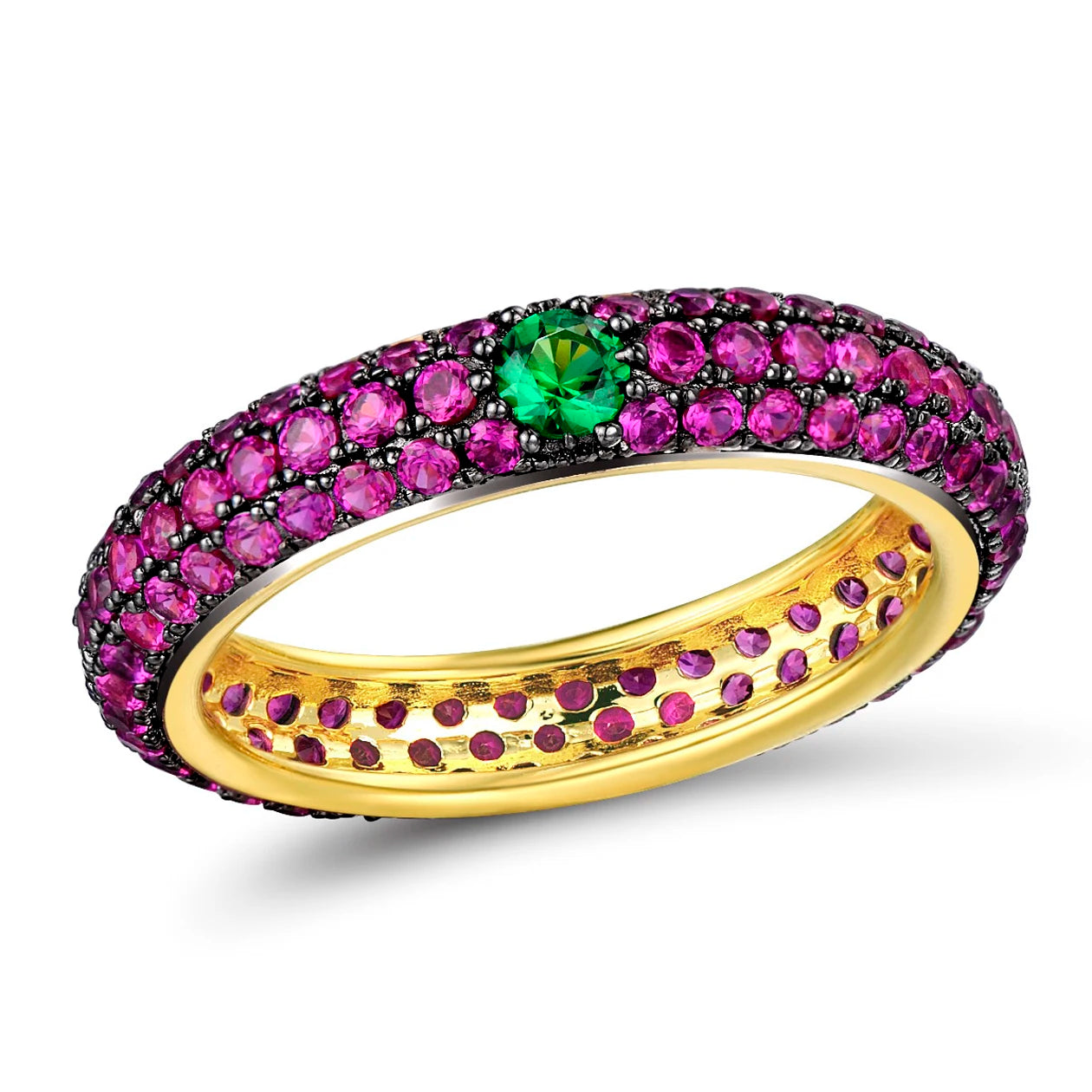 Trendy 925 Silver Zircon Stack Ring for Engagement Wedding Anniversary & Party Occasions-Women's Gold Plated