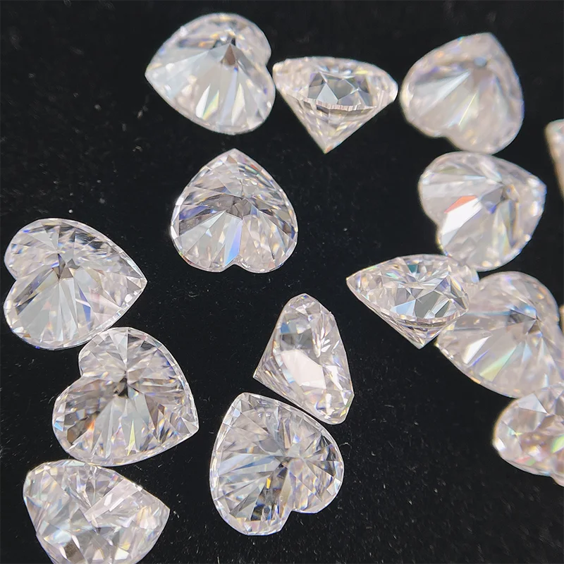 SICGEM Wholesale Heart Cut White Loose Moissanite Gemstones 2.5mm to 9mm with GRA Certificate