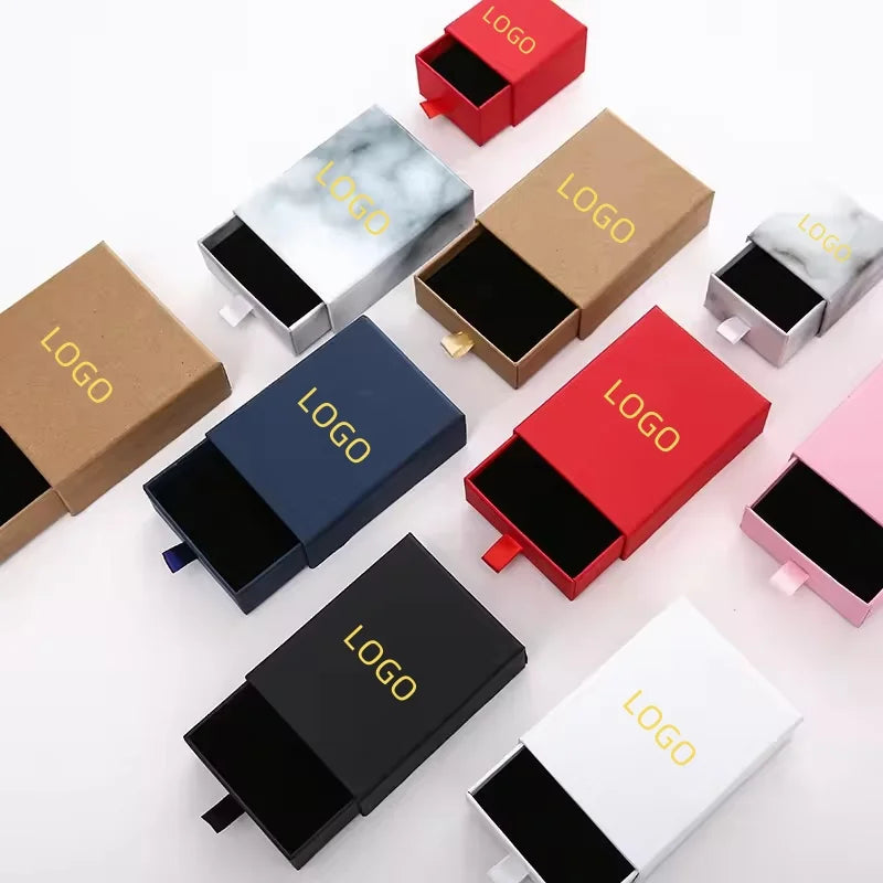 Custom Logo Printed Jewelry Boxes Cardboard Paper Drawer Sliding Jewelry Packaging for Jewelry Store