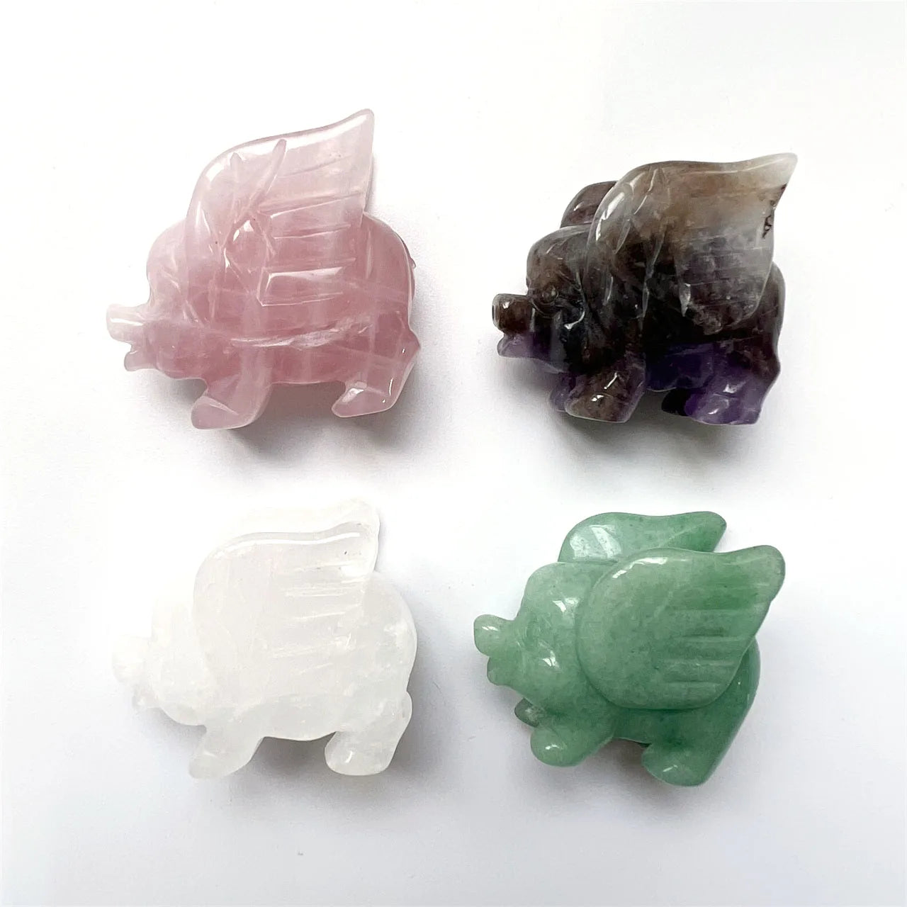 Hot Sale Natural Crystal Pig Healing Spiritual Product Rose Amethyst Quartz Flying Pig for Gift
