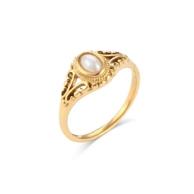 Simple Design Fresh Pear PVD Plated Luxury Stainless Steel Rings